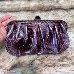 Judith Leiber Purple Snakeskin Clutch